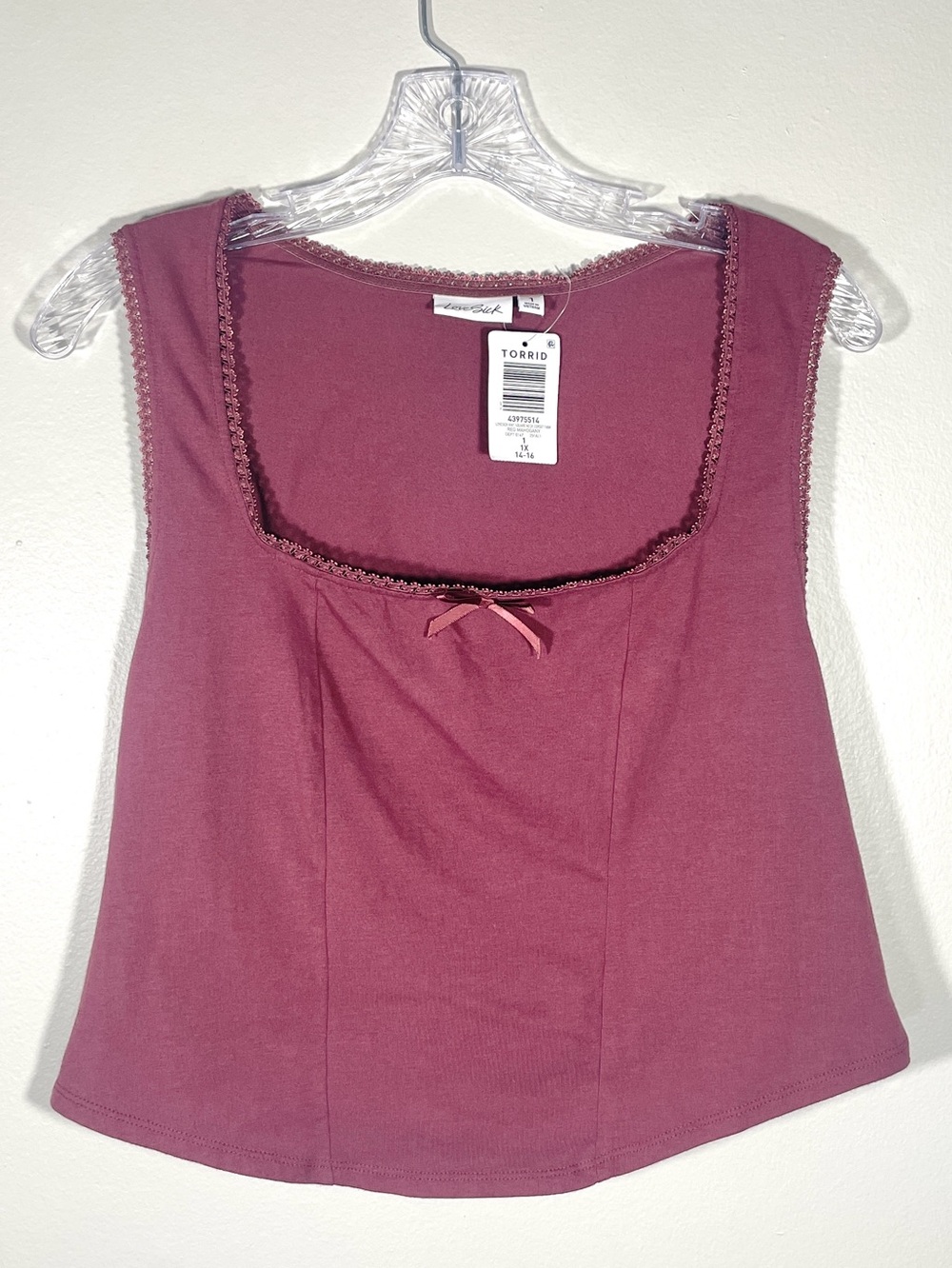 Torrid LoveSick Red Mahogany Corset Tank Top NWT Coquette     Y2K Cottagecore